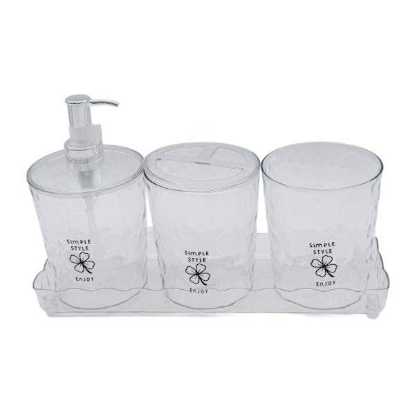 Набір аксесуарів д/ванної 3придм. +підставка пластик Прозорий Рельєфний арт.189-2262-4