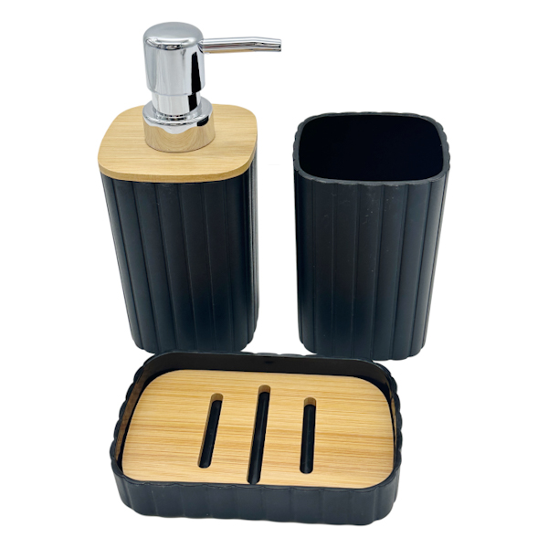 Набір аксесуарів д/ванної 3 придм. пластик/дерево арт.A719-8943