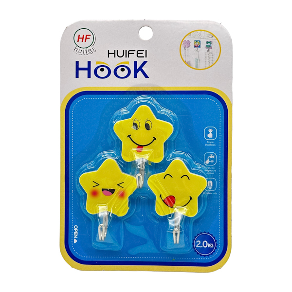 Гачки самоклеючі HF 3шт Смайл Зірочка арт.132-5046