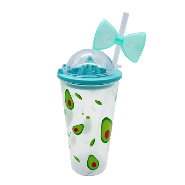 Стаканчик д/напоїв з трубочкою 1шт з пресом д/цитрусових Малюнок арт.181-6130B