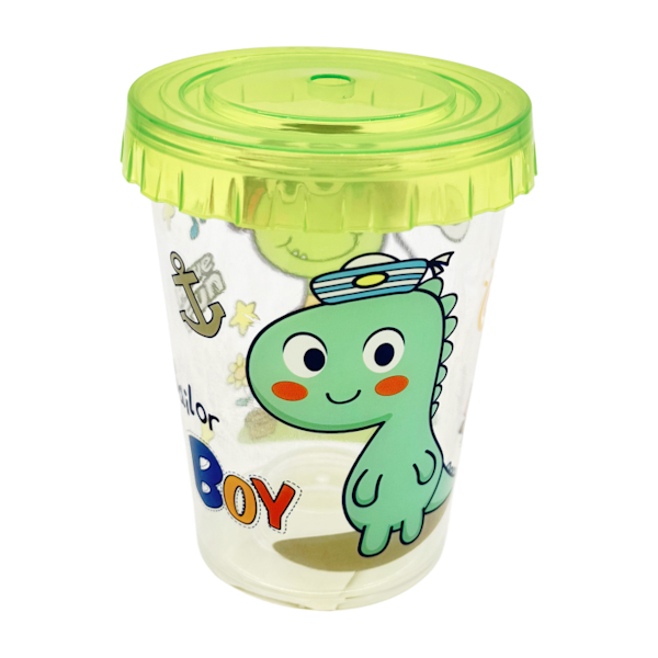 Стаканчик д/напоїв з трубочкою 1шт Прозорий з малюнком арт.A819-723 *4