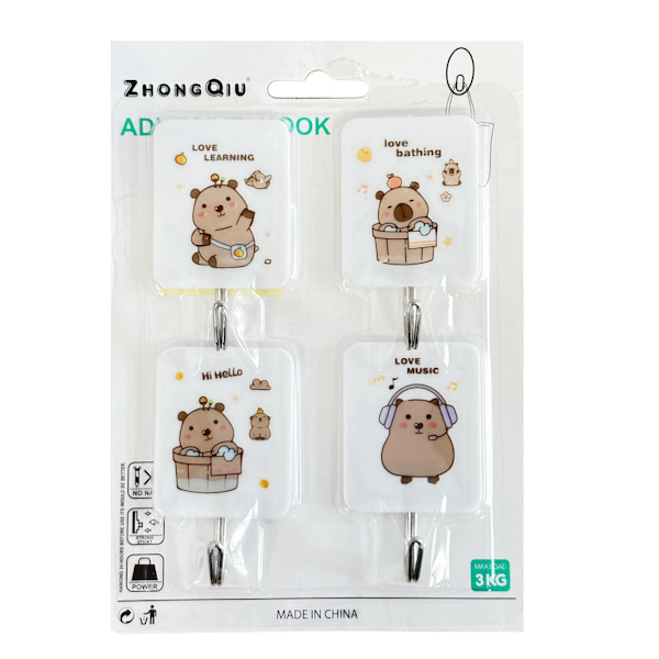 Гачки самоклеючі ZhongQiu 4шт Капібара арт.434-25134