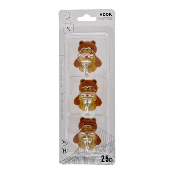 Гачки самоклеючі Hook 3шт Ведмедик арт.Y321-301