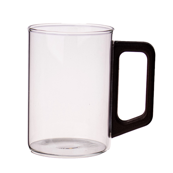 Чашка скляна 1шт прозора дерев'яна ручка арт.1247-37