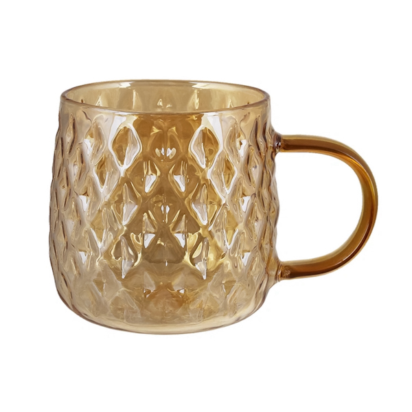 Чашка скляна 1шт прозора янтарна ромби арт.1247-38