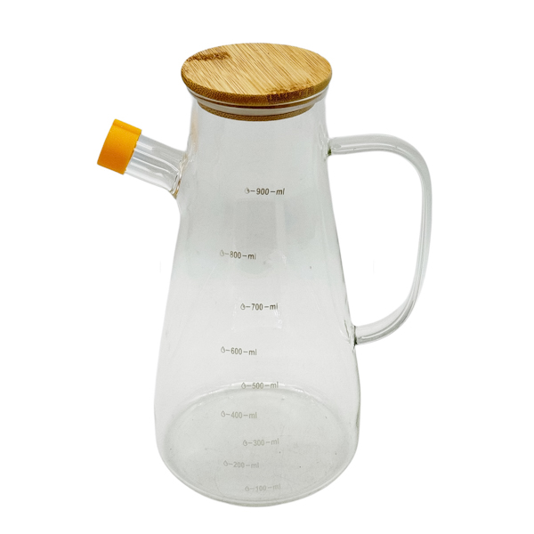 Пляшка для рідини Скляна 900мл дерев'яна кришка арт.1247-36