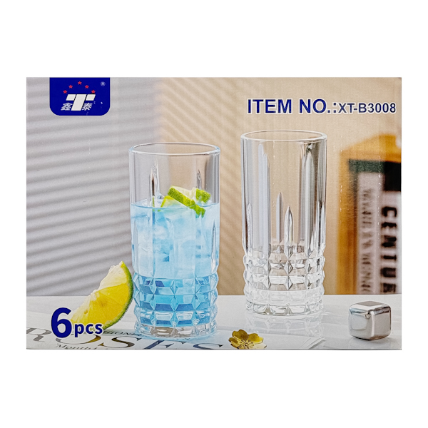 Стакан Скляний 350мл 1шт Високий геометричний візерунок арт.XT-B3008 *6