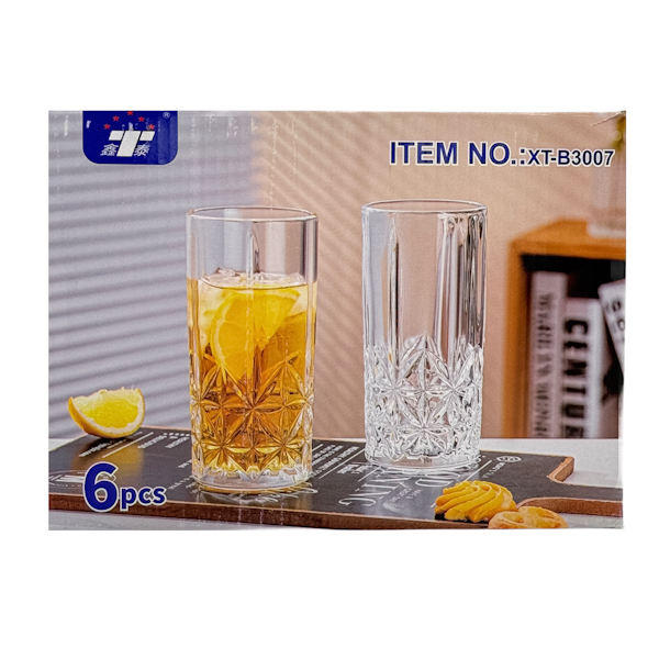 Стакан Скляний 370мл 1шт Високий під кришталь арт.XT-B3007 *6