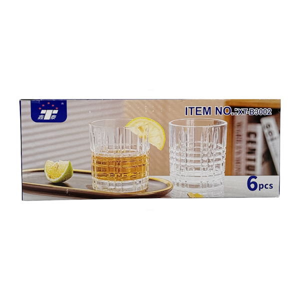 Стакан Скляний 310мл 1шт Низький геометричний візерунок арт.XT-B3002 *6