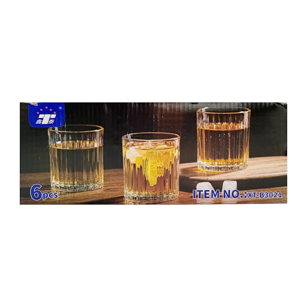 Стакан Скляний 350мл 1шт Низький ребристий арт.XT-B3021 *6