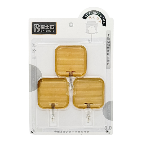 Гачки самоклеючі BAISHIJIE 3шт декоративні арт.FL2538 7285 (25-41)