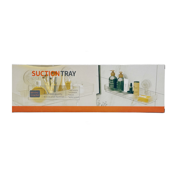 Полиця навісна SuctionTray прямокутна пластикова прозора ребриста арт.171-8