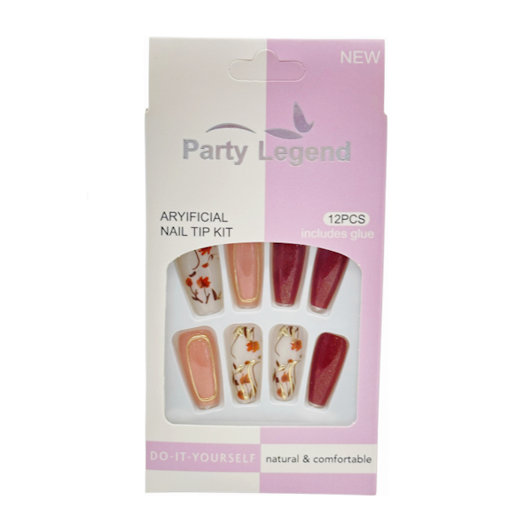 Нігті накладні д/ман PartyLegend 12шт малюнок з позолотою арт.LY-134 (LX-7) *12
