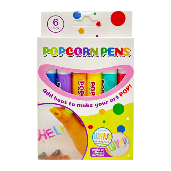 Фломастери Popcorn Pens 6шт кольорові 3d Бульбашкові арт.27-84