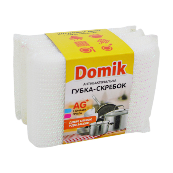 Н-р губок - скребків DOMIK Біла Антибактеріальна 4шт арт.206
