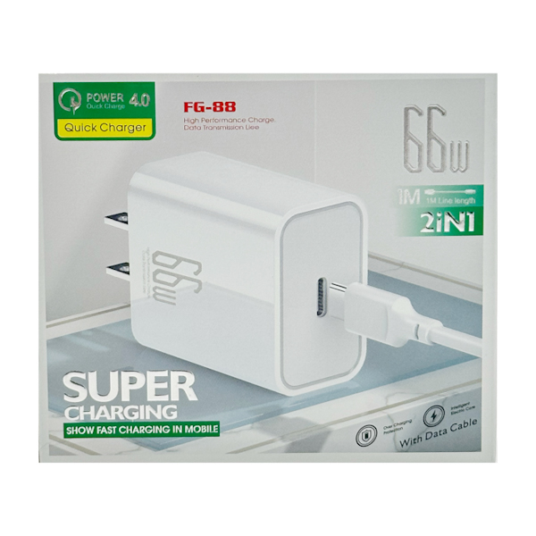 Зарядний пристрій мережевий QuickCharger 1м 66W TPC-TPC арт.FG-88