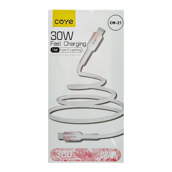 Кабель Type-C-Lightning 1 м 30 W плетений COYE арт.CM-21 (13-001)