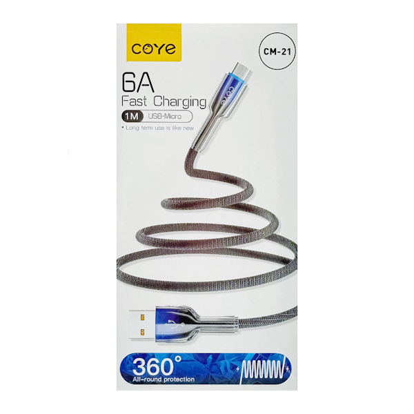 Кабель USB-Micro 1м 6 А плетений COYE арт.CM-21 (13-005)