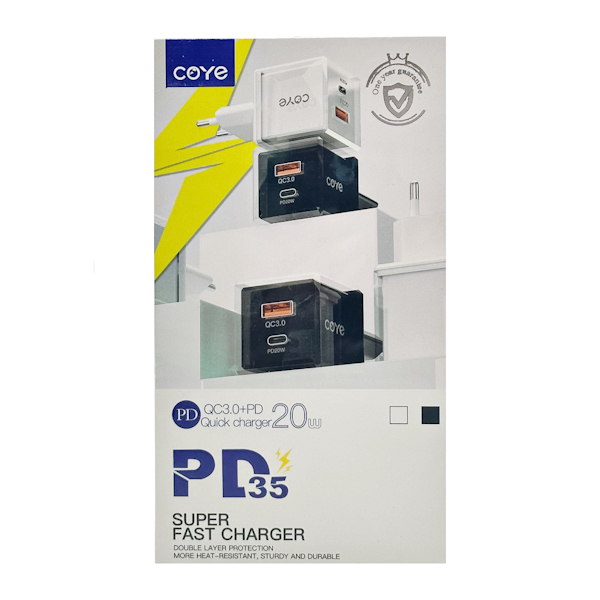 Зарядний блок COYE 12V USB+Type-C арт.CD-5 (13-020/21)
