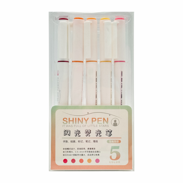 Фломастери ShinyPen 5 кольорів з глітером арт.76-24/25/26_