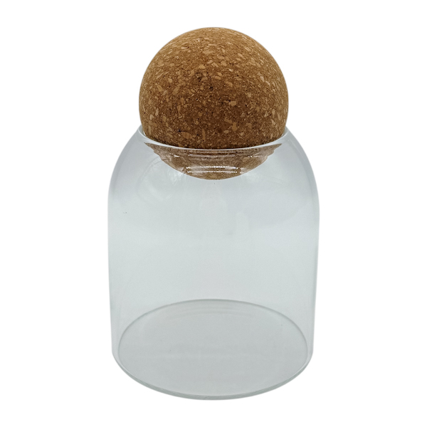 Ємкість д/сипучих Скляна 9*10см з корковою кришкою Куля арт.1247-BL56_